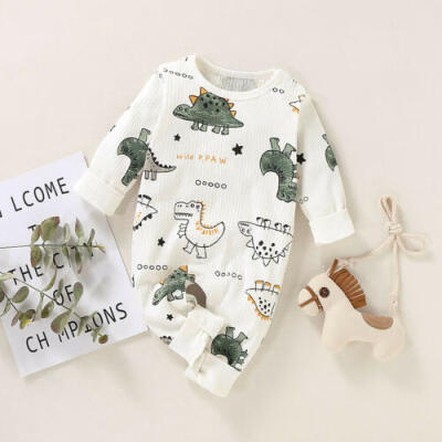 

Newborn Baby Long Sleeve Knitted Cartoon Dinosaur Romper Clothes Jumpsuit Outfit