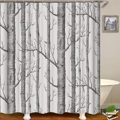 

Shower Curtain Flowers Trees Print Blackout Curtains Waterproof Mildew-proof Bathroom Curtain 71"x71