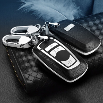 

Top Layer Leather Car Key Case Women Keychain For BMW 1234567 SeriesX3X4 Car Key Cover Shell Car Keychain