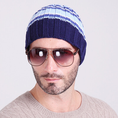 

Horizontal Stripes Women Men Unisex 9-color Knit Hat Autumn&Winter Warm Ear Protectors Pullover Cap Outdoor Ski Hat