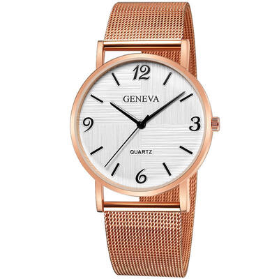 

GENEVA Fashion Female Watch Womens Slim Luxury Quartz Clock Stainless Steel Dress Wristwatch Lady Rose Gold Watch Reloj Mujer