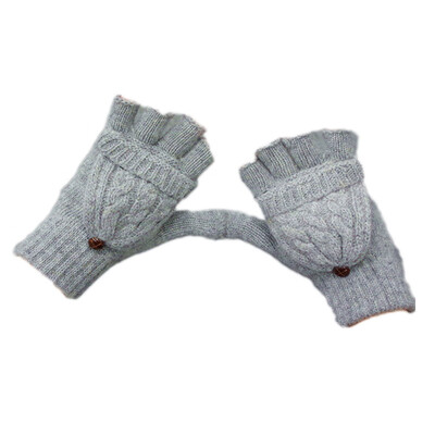

New Comeing Women Wool Gloves Flip Fingerless Gloves Mittens Knitted Glove