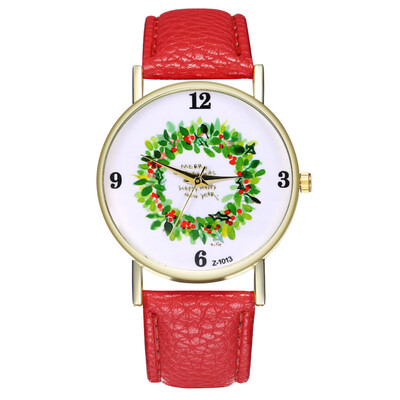 

Fashion Christmas Gift Men And Women Students Watch Christmas Tree Snoman Deer Santa Claus Quartz Watch &Ff