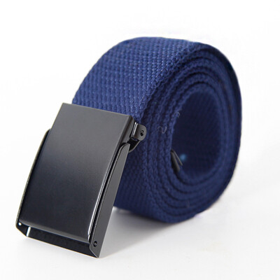 

New canvas belt trend high quality weaving canvas Automatic buckle Men belt solid color casual Men&Women cowboy pants belt
