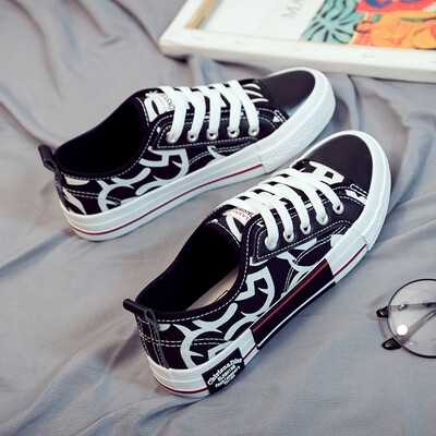 

Spring 2019 new black canvas womens shoes Korean version of Joker student shoes casual thick white ins board shoes
