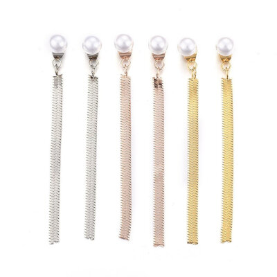 

304 Stainless Steel Dangle Stud Earrings with Acrylic Pearl Mixed Color 60mm Pendant 52x3x05mm Pin 08mm