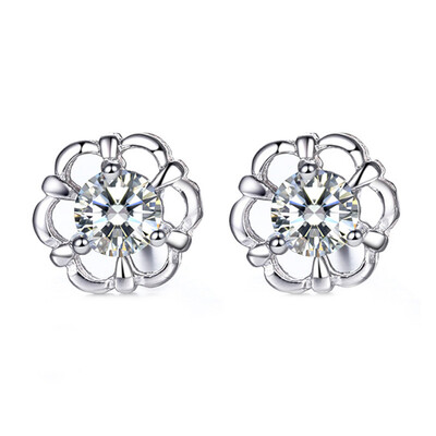 

The New Korean Version of Temperament Female Silver Simple Flowers Earrings