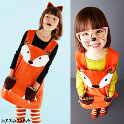 

Toddler Baby Girls Cartoon Fox Sleeveless Jumper Dress Kids Summer Sundress