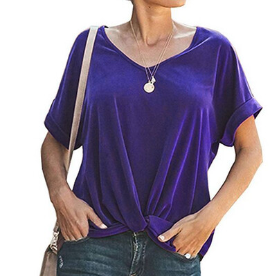 

Starmoon Women Casual Short Sleeve T-shirt Casual Loose Soild V Neck Top Blouse