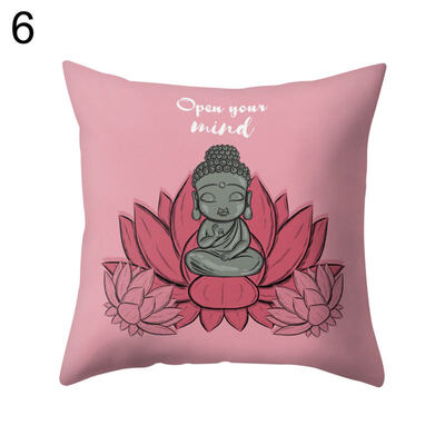

Cartoon Buddha Lotus Pillow Case Waist Throw Cushion Cover Car Office Home Decor