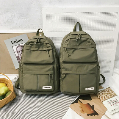 

Ins schoolbag female Korean version of high school students simple ancient Gansen double shoulder bag large capacity computer bag