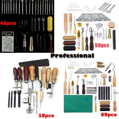 

18425969pcs Professional Leather Craft Tools Kit for Hand Sewing Sewing Stitching Working Wheels Stamping Punch Tools Set