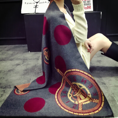 

17 fashion new circle clock letter tower ladies scarf thickening imitation cashmere double new shawl