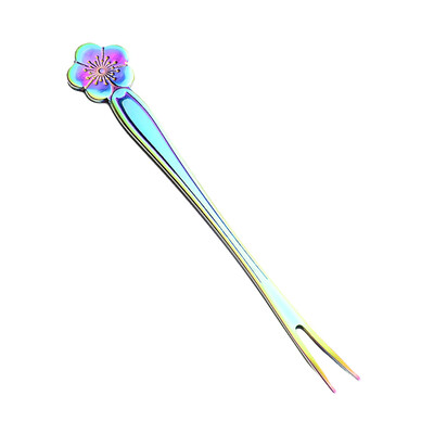 

Toponeto Colorful Flower Stainless Steel Fruit Fork Two Tooth Dessert Fork Home Kitchen