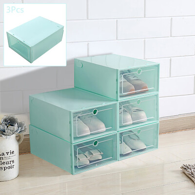 

Gobestart Foldable Shoe Box Storage Plastic Transparent Case Stackable Organizer 3Pcs