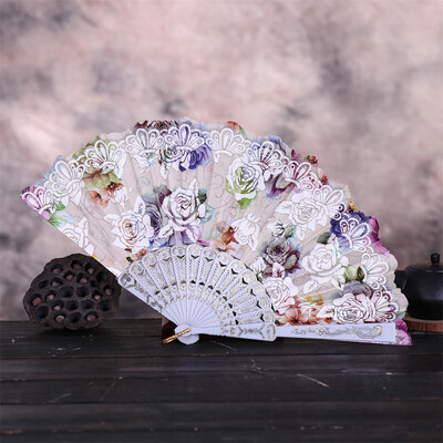 

Siaonvr Best Chinese Style Dance Wedding Party Lace Silk Folding Hand Held Flower Fan