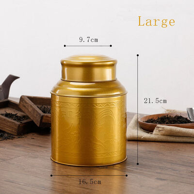 

Golden Stainless Steel Canister Tea Caddy Coffee Herb Container With Double Lids Large 3500ml