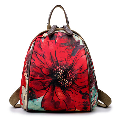 

Explosive womens bag Korean version of printed nylon backpack fashion tide big flower travel backpack