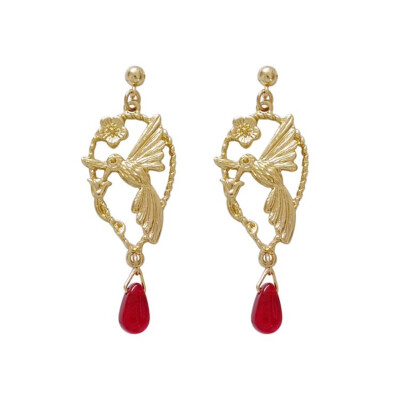 

Gold Color Birds Flowers Big Earrings for Women New Design Cute Fashion Jewelry Vintage Accessory