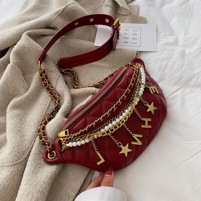 

Ins early autumn retro bag fashion chain diamond chest bag new 2019 tassel womens bag shoulder Messenger bag