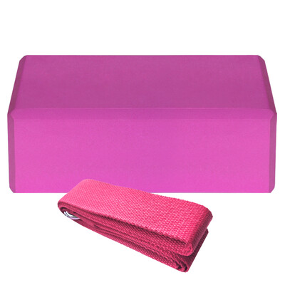 

1pcs EVA Yoga Blocks 1pcs Cotton Yoga Strap Stability Blocks Yoga Strap Set for Yoga Pilates Meditation