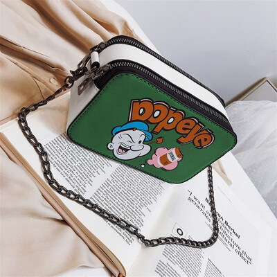 

Qiao Bani 2019 new Korean chic fashion printing cartoon cute small square bag shoulder diagonal trend handbags