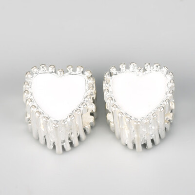 

Alloy Enamel European Beads Large Hole Beads Heart Silver White 11x105x9mm Hole 5mm