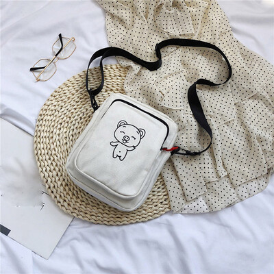 

Tailored Female Bag Cartoon Pig Canvas Bag Personality Diagonal Bag Small Shoulder Bag