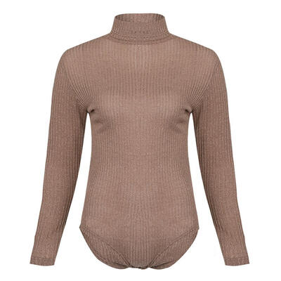 

Autumn Sexy Solid Color Turtleneck Slim Fit Bodysuits Women Warm Jumpsuit