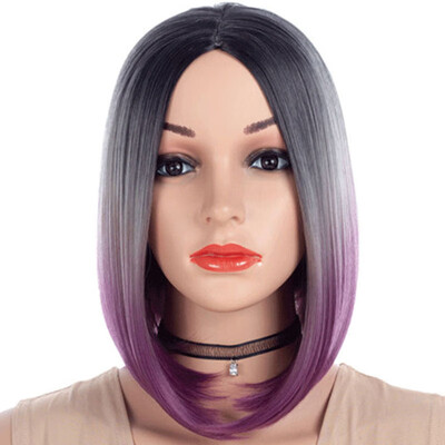 

Central Parting Hair Style Gradient Ramp Bob Haircut Wig