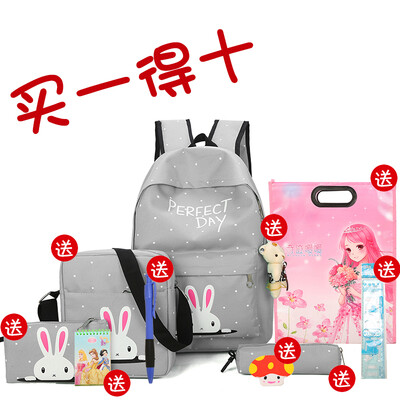

Large capacity double shoulder bag girl small fresh lovely cartoon junior high school pupils schoolbag female Korean version campu