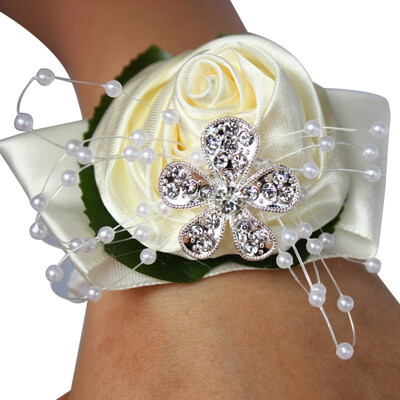 

Handmade Rhinestone Inlay Wrist Flower Bride Bridesmaid Corsage Wedding Supplies