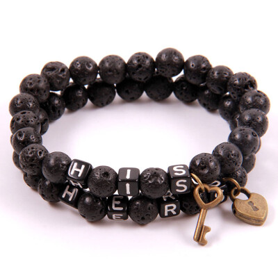 

New HIS HERS Couple Letter Bracelets Lovers Lettering Bracelet For Wife Couple Tag Bracelet For Lover Hunsband Boyfriend