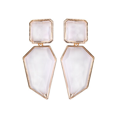 

EK902 European & American Acrylic Earring for Woman Geometric Metal Irregular Crystal Gem Earrings Retro Exaggerated Big Earring