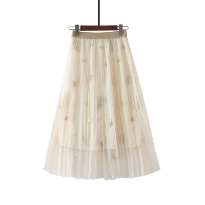 

Roseonmyhand Womens High Waist Pleated Skirt Sparkle Lady Tulle Skirt