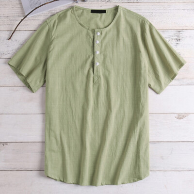 

Toponeto Mens Summer New Style Fashion Pure Cotton And Hemp Short Sleeve Comfortable Top