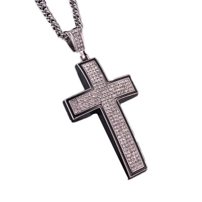 

Hip Hop Necessary Accessories Hipster Alloy The New Shining Diamond Arc Cross Hip-hop Dance Necklace