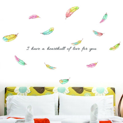 

〖Follure〗Creative Feather Stickers Removable Mural PVC Home Decor