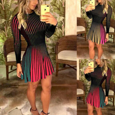 

UK Women Long Sleeve Bodycon Cocktail Party Evening Club Short Mini Casual Dress