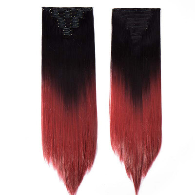 

Full Head Clip Synthetic in Hair Extensions 8 Piece 18 Clips Hairpiece Long Wave Curly Straight for Women