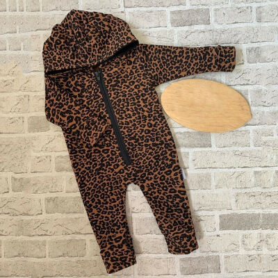

Newborn Baby Girl Boy Leopard Clothes Hooded Zipper Romper One-Pieces Outfits