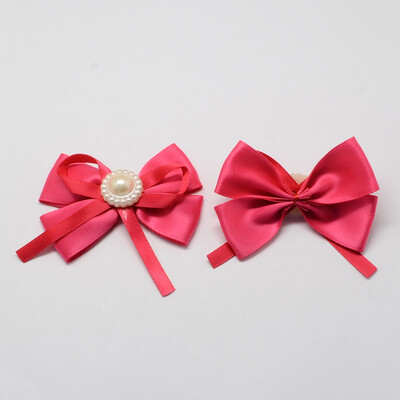 

Handmade Woven Costume Accessories Ribbon Bowknot with ABS Plastic Beads DeepPink 58x75x16mm about 100pcsbag