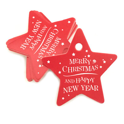 

New 100 Pcs Christmas Gift Candy Package Pendant Xmas Message Card Baking Tag