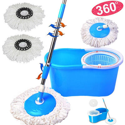 

Microfiber Spining Magic Mop Wbucket 2 Heads Rotating 360° Easy Floor Mop