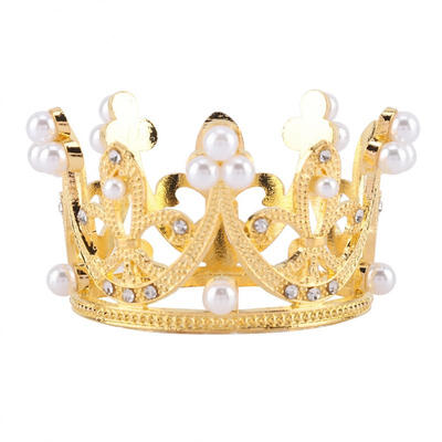 

Greensen 1Pc Mini Circle Round Pearl Crown Cake Topper for Kid Bridal Princess Crowns Decorations
