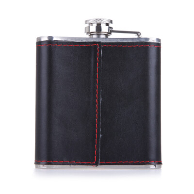 

6oz Stainless Steel Hip Flask Faux Leather Wrapped Flagon Wine Pot Portable