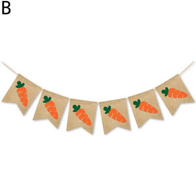 

Happy Easter Rabbit Carrot Festival Pull Flag Banner Pennant Bunting Decoration