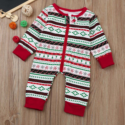 

Newborn Infant Baby Boy Print Romper Jumpsuit Christmas Outfits Brother Clothes
