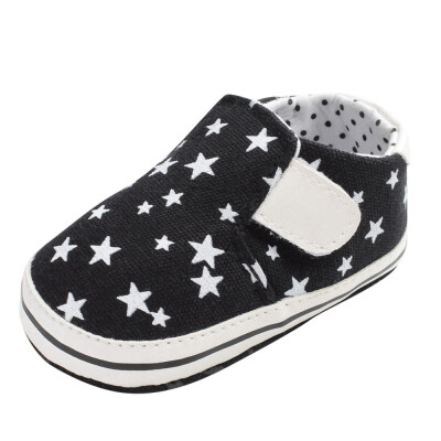 

Newborn Baby Infants Girl Boy Star Print Soft Anti-slip Hook&Loop Shoes