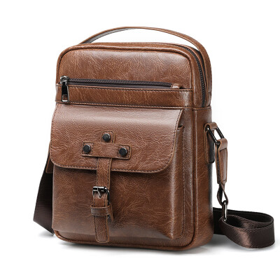 

Mens new shoulder bag retro casual bag vertical large capacity Messenger bag